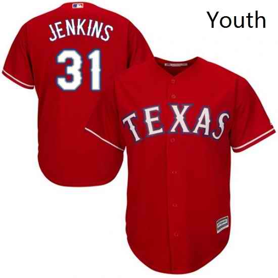 Youth Majestic Texas Rangers 31 Ferguson Jenkins Authentic Red Alternate Cool Base MLB Jersey